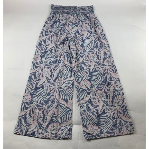 DAHUI Hawaii Linen Blend Pastel Palm Print Wide Leg Lounge Pant XL - Picture 4 of 5